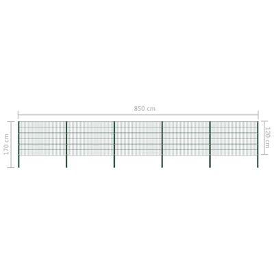 vidaXL Painel de vedação com postes ferro 8,5x1,2 m verde