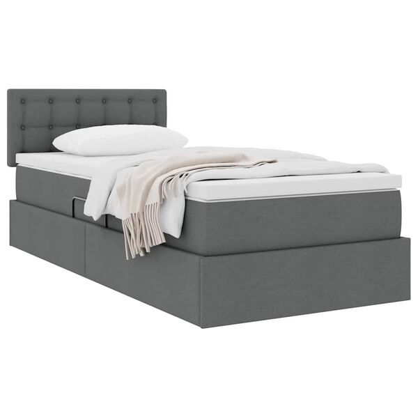 vidaXL Cama com arruma&ccedil;&atilde;o e colch&atilde;o Cinza Escuro 90 x 190 cm
