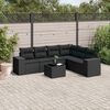 vidaXL 7 pcs conjunto de sof&aacute;s p/ jardim c/ almofad&otilde;es vime PE preto