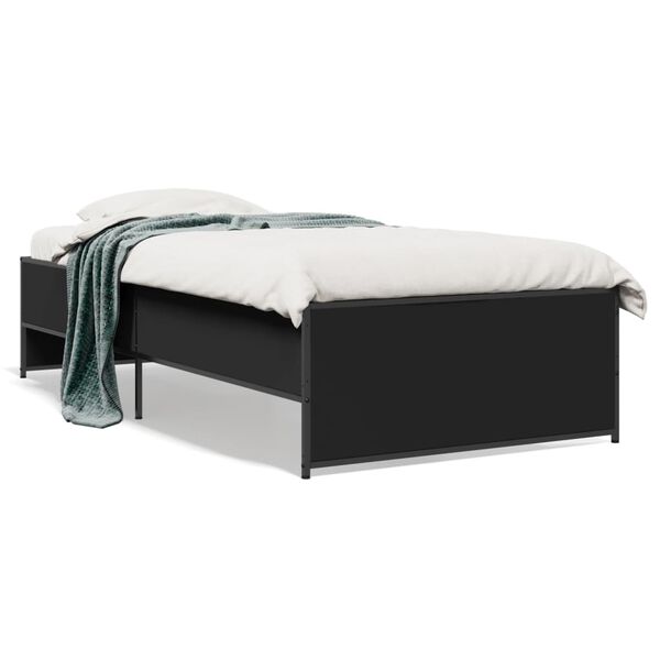 vidaXL Estrutura de cama 90x200 cm derivados de madeira/metal preto