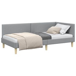 vidaXL Estrutura de Cama de Canto Cinzento-claro 90 cm x 200 cm