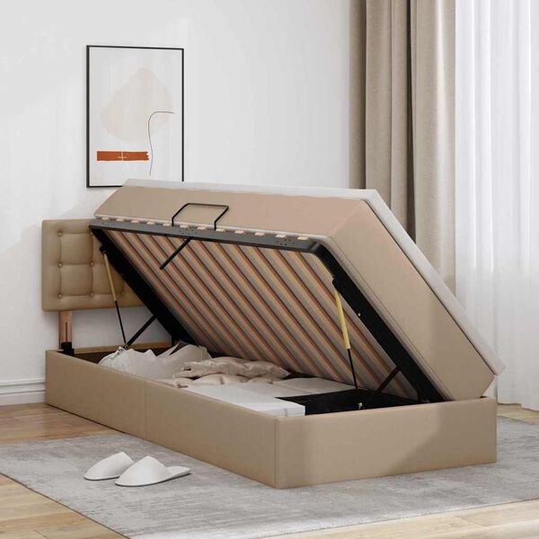 vidaXL Cama com arruma&ccedil;&atilde;o e colch&atilde;o com colch&atilde;o Cappuccino 90 x 190 cm