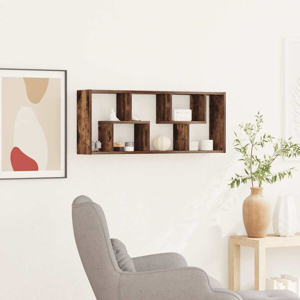 vidaXL Prateleira parede 36x16x90 cm derivados madeira carvalho fumado