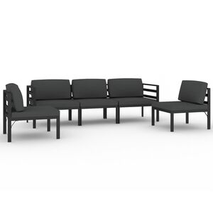 vidaXL 5 pcs conjunto lounge jardim com almofad&otilde;es alum&iacute;nio antracite