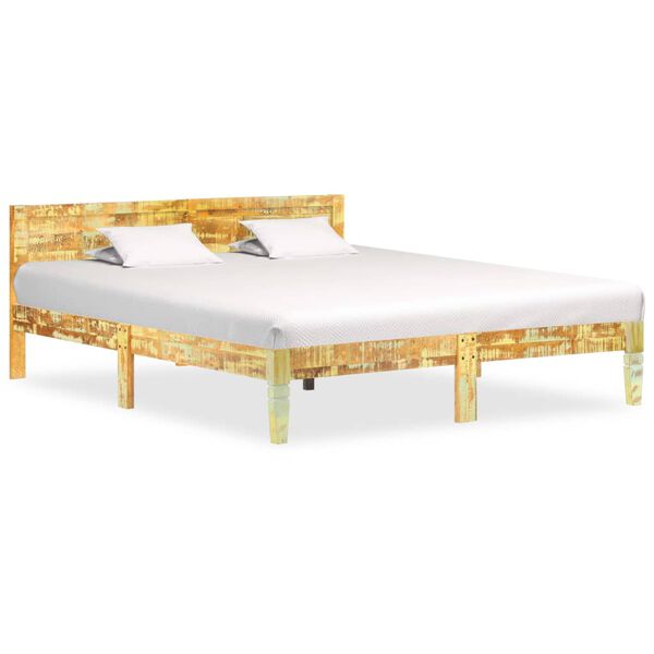vidaXL Estrutura de cama madeira recuperada maci&ccedil;a 160x200 cm