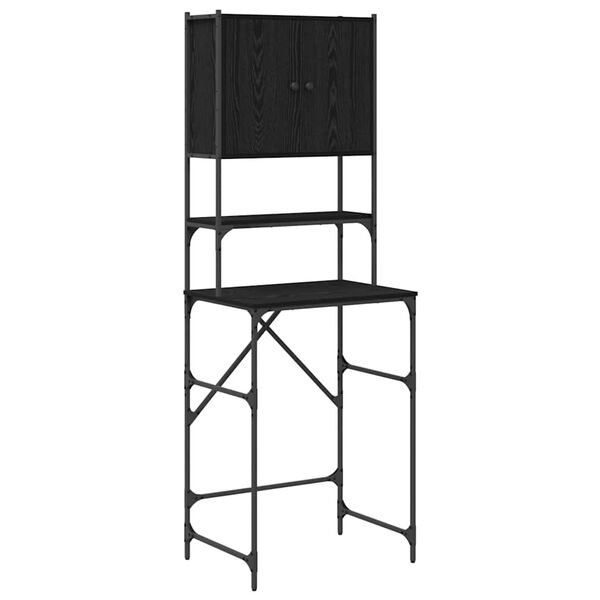 vidaXL Arm&aacute;rio para M&aacute;quina de Lavar 0ak Preto 68 x 48,5 x 194 cm