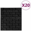 vidaXL Papel de parede 3D autoadesivo tijolos 20 pcs preto