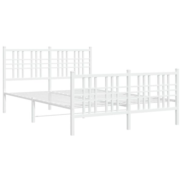 vidaXL Estrutura de cama com cabeceira e p&eacute;s 137x190 cm metal branco