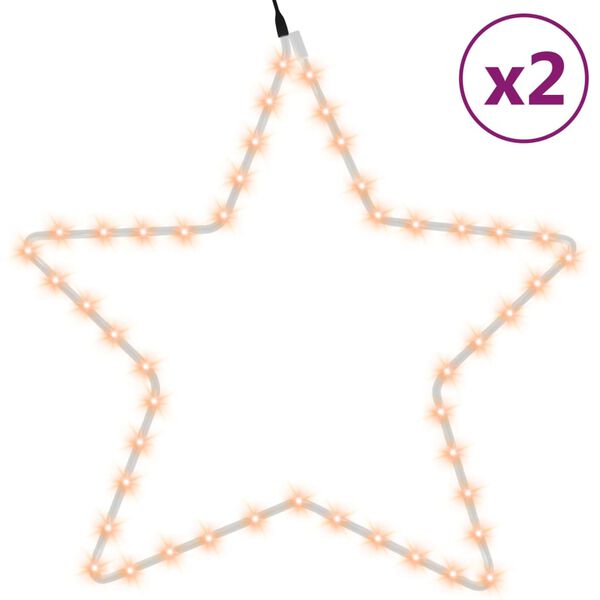vidaXL Figura natalícia de estrelas + 48 LEDs 2pcs 56 cm branco quente