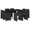 vidaXL 9 pcs conjunto de jantar p/ jardim c/ almofad&otilde;es vime PE preto
