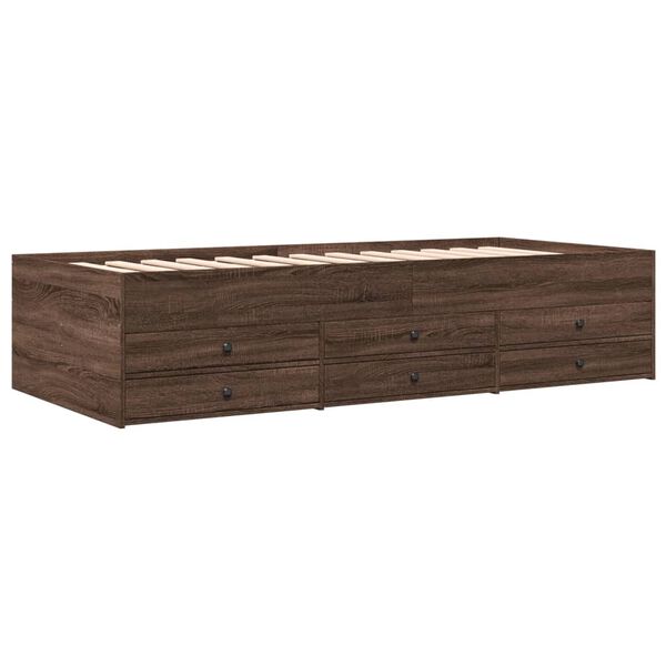 vidaXL Sof&aacute;-cama com gavetas sem colch&atilde;o 75x190 cm carvalho castanho