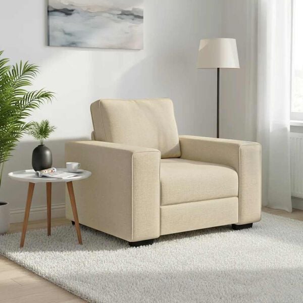 vidaXL Poltrona 100x77x82 cm tecido cor creme