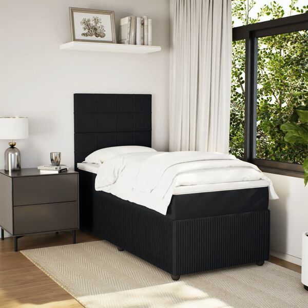 vidaXL Cama com molas/colchão 100x200 cm veludo preto