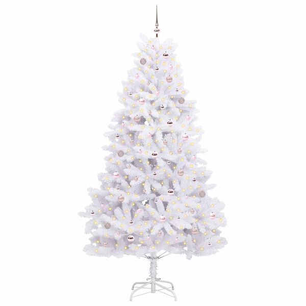 vidaXL &Aacute;rvore de Natal Articulada Artificial Branco 240 cm PVC e A&ccedil;o