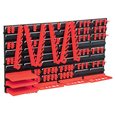 vidaXL 71 pcs Kit de arrumação com painéis de parede vermelho e preto