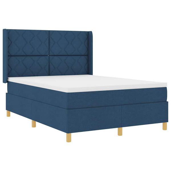 vidaXL Cama Box Spring com colch&atilde;o Azul 140 x 190 cm tecido