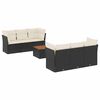 vidaXL 7 pcs conjunto de sof&aacute;s p/ jardim c/ almofad&otilde;es vime PE preto
