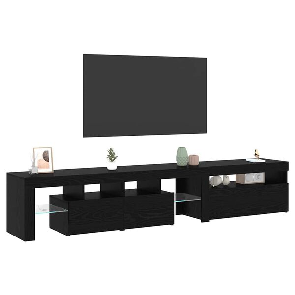 vidaXL Gabinete para TV com led 2 pcs Carvalho Preto 215 x 37 x 40 cm