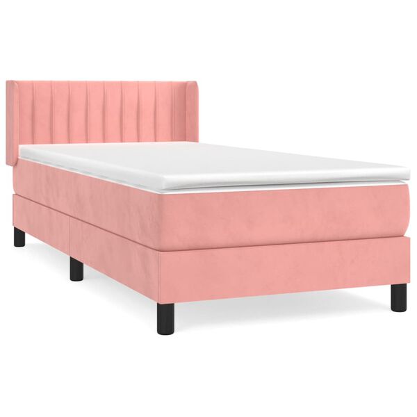 vidaXL Cama com molas/colch&atilde;o 90x200 cm veludo rosa