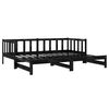 vidaXL Estrutura sof&aacute;-cama de puxar 2x(90x200) cm pinho maci&ccedil;o preto