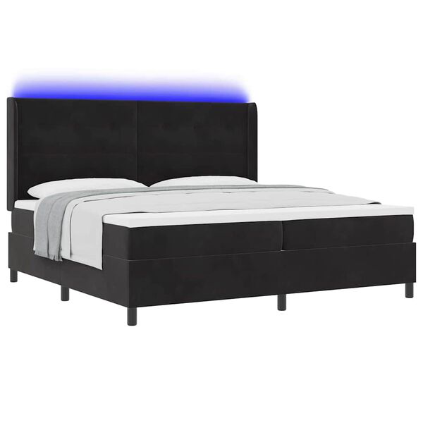 vidaXL Cama Box com colch&atilde;o com cabeceira Preto 200 x 200 cm Veludo