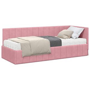 vidaXL Estrutura de Cama de Canto com Colch&atilde;o 2 unid. Rosa 80 x 200 cm