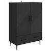 vidaXL Buffet com gaveta Preto 66 x 34,5 x 95 cm Derivados de Madeira