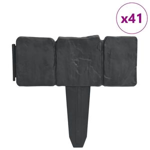 vidaXL Cerca de relvado com aspeto de pedra 41 pcs pl&aacute;stico 10 m