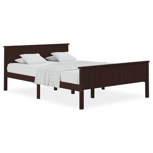 vidaXL Estrutura de cama 160x200 cm pinho maci&ccedil;o castanho-escuro
