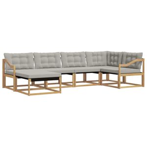vidaXL Conjunto de Sof&aacute;s para Exterior 6 unid. Branco e Cinzento-Claro