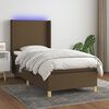 vidaXL Cama box spring c/ colch&atilde;o/LED 90x190 cm tecido castanho-escuro