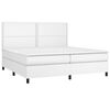 vidaXL Cama box spring c/colchão/LED 200x200cm couro artificial branco