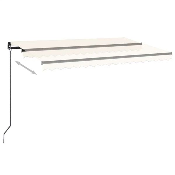 vidaXL Toldo retr&aacute;til manual com LED 450x300 cm cor creme