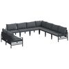 vidaXL Conjunto de Sof&aacute; de Jardim 9 unid. Preto A&ccedil;o