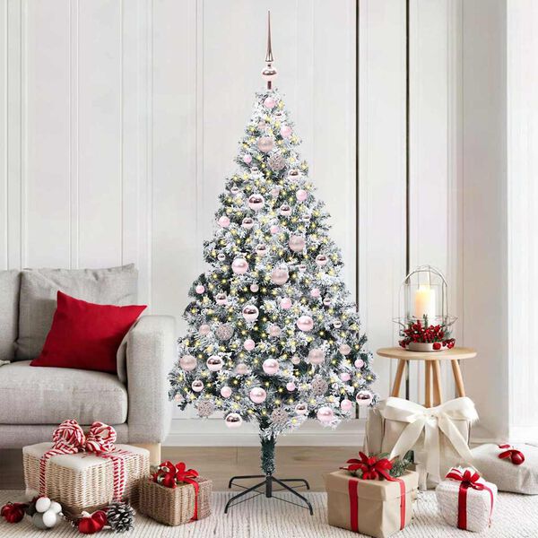 vidaXL &Aacute;rvore de Natal Artificial Branco 180 cm PVC, A&ccedil;o e Pl&aacute;stico