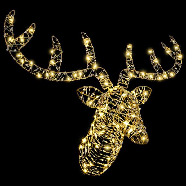 vidaXL Trenó Puxado por Rena com 140 LEDs Branco quente 60 cm PET