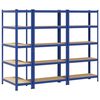 vidaXL Prateleiras de armazenamento de 5 camadas 3 pcs a&ccedil;o azul