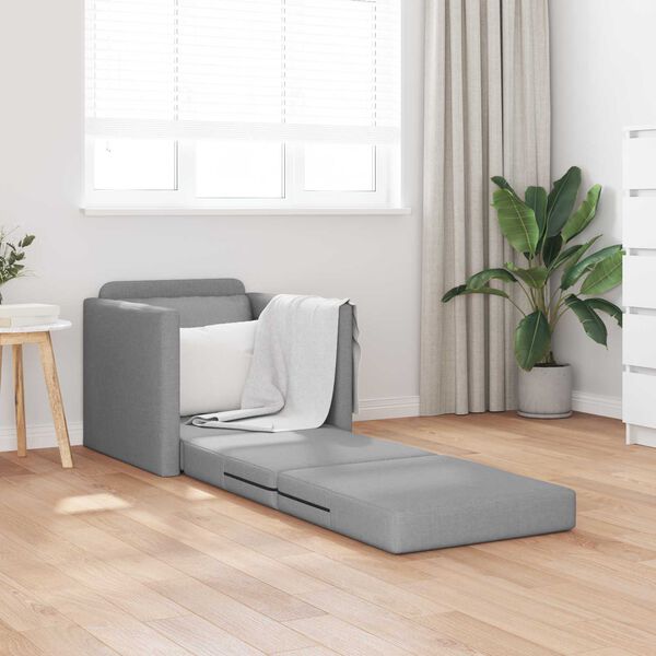 vidaXL Sof&aacute;-Cama Dobr&aacute;vel Cinzento-claro 74 x 77 x 81 cm tecido