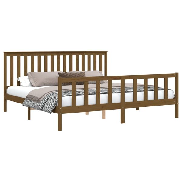 vidaXL Estrutura cama c/cabeceira 180x200 cm pinho maci&ccedil;o castanho mel