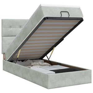 vidaXL Cama ottoman com colch&atilde;o Cinzento-claro 90 x 200 cm Veludo