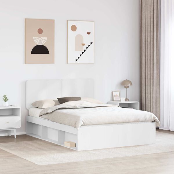 vidaXL Estrutura da Cama com cabeceira Branco 140 x 190 cm
