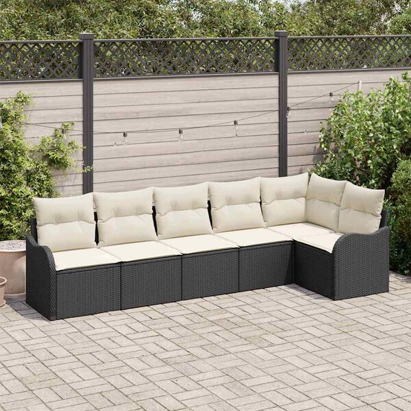vidaXL Conjunto de Sof&aacute; de Jardim Preto vime PE