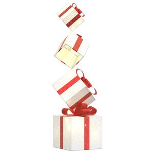 vidaXL Decora&ccedil;&atilde;o de Natal caixa de presente 80 LED branco quente
