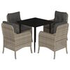 vidaXL 5 pcs conjunto de jantar p/ jardim c/ almofad&otilde;es cinzento claro