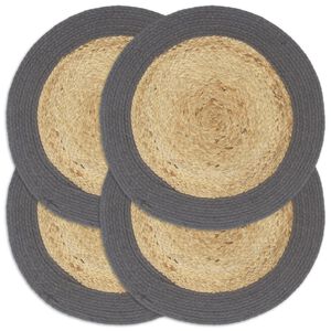 vidaXL Individuais mesa 4 pcs juta e algod&atilde;o 38 cm natural/antracite