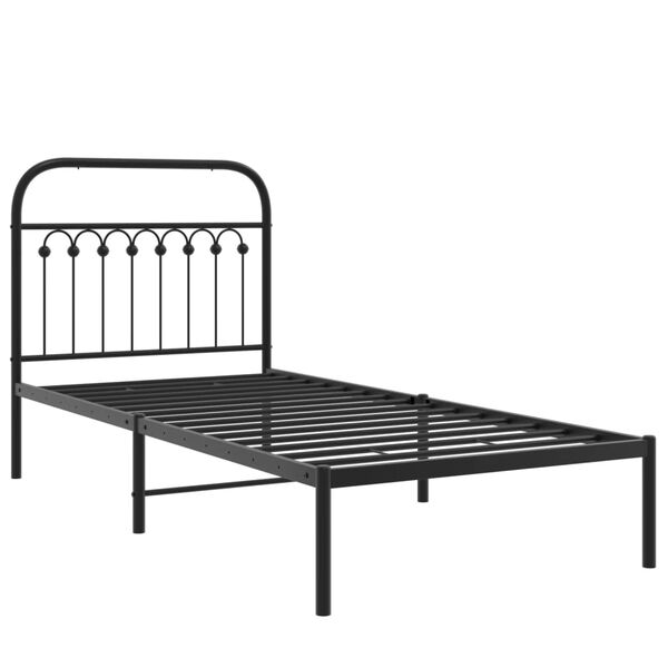 vidaXL Estrutura de cama com cabeceira 90x190 cm metal preto