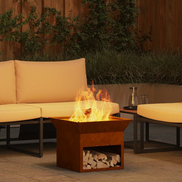 vidaXL Fire Pit Ferro Enferrujado 50 x 50 x 40 cm A&ccedil;o corten