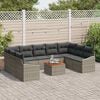 vidaXL Conjunto de Sof&aacute; de Jardim com almofada 10 pcs Cinzeto vime PE