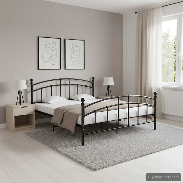 vidaXL Estrutura de cama em metal 160x200 cm preto