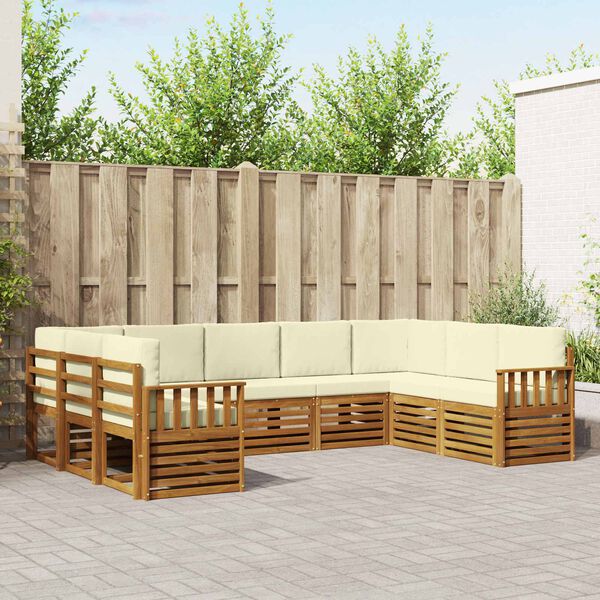 vidaXL Conjunto de Sof&aacute; Sectional com almofada 9 pcs Natural e Creme